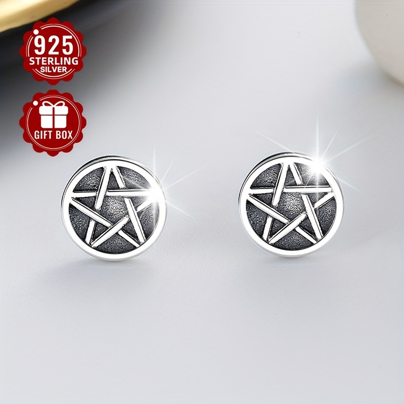 2PC 925 Silver Retro Star Studs